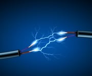 Electric cord with electricity sparkls as symbol of power Electric cord with electricity sparkls as symbol of power