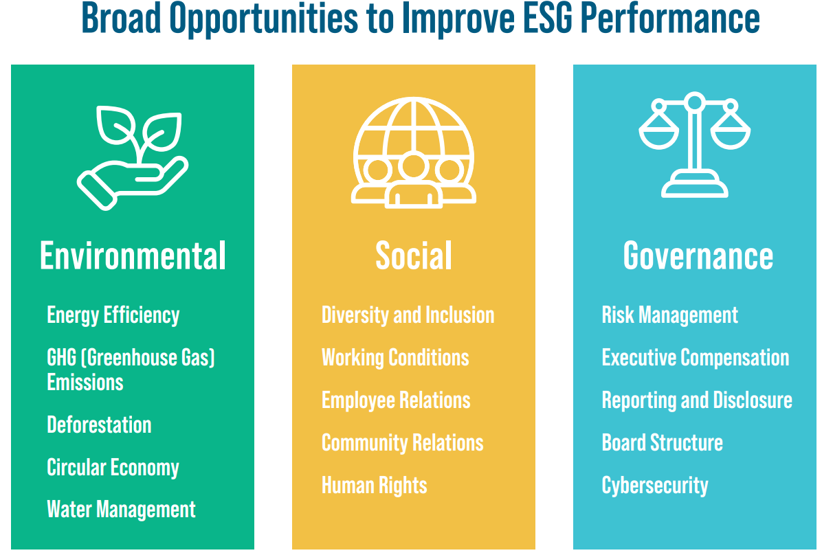 Figure 1, Broad Opportunities to Improve ESG Performance