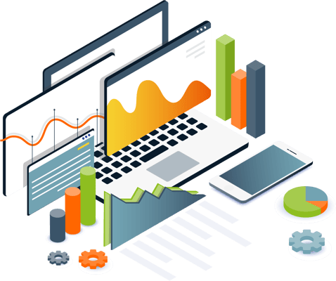 Devices with data visualizations layered on top