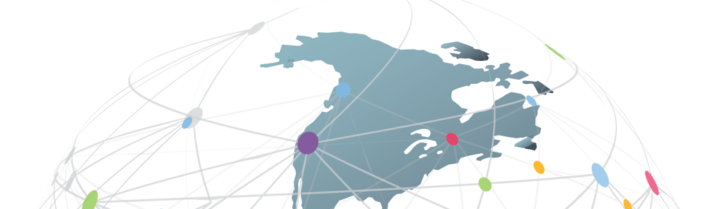 Half a large globe with interconnecting dots