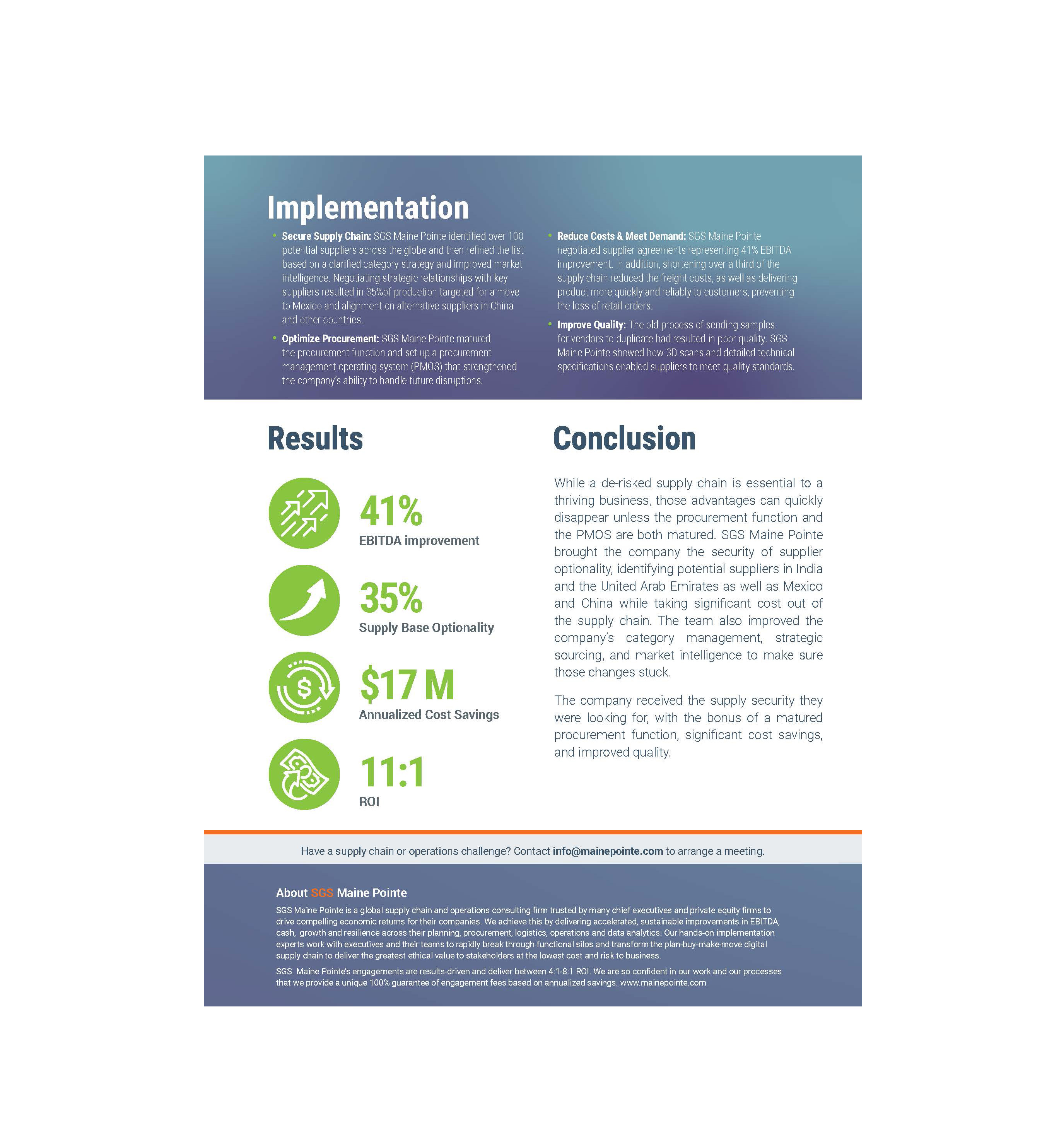 Supply chain sourced in China found optionality and risk mitigation (CS284)