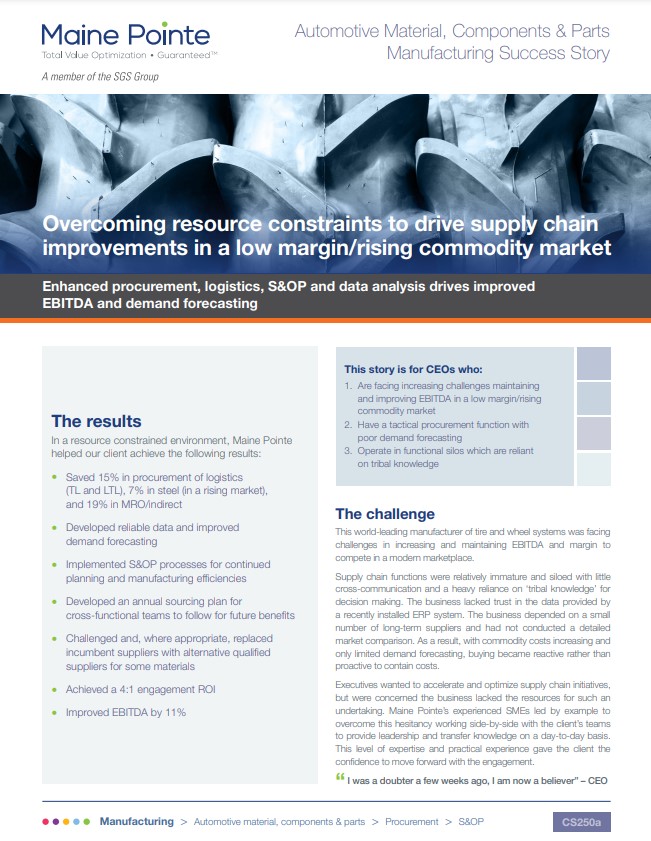 Driving Supply Chain Improvements in a Low Margin and Rising Commodity Market success story 3-3-22