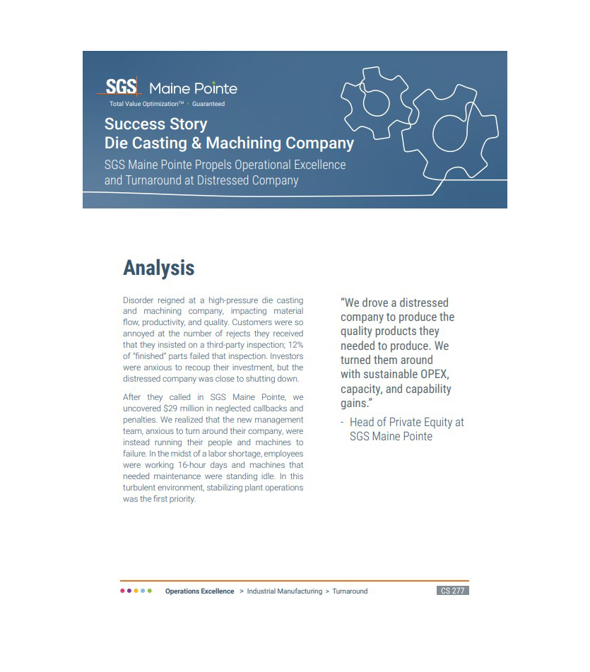 Propelling operational excellence and turnaround at a distressed company (CS277)